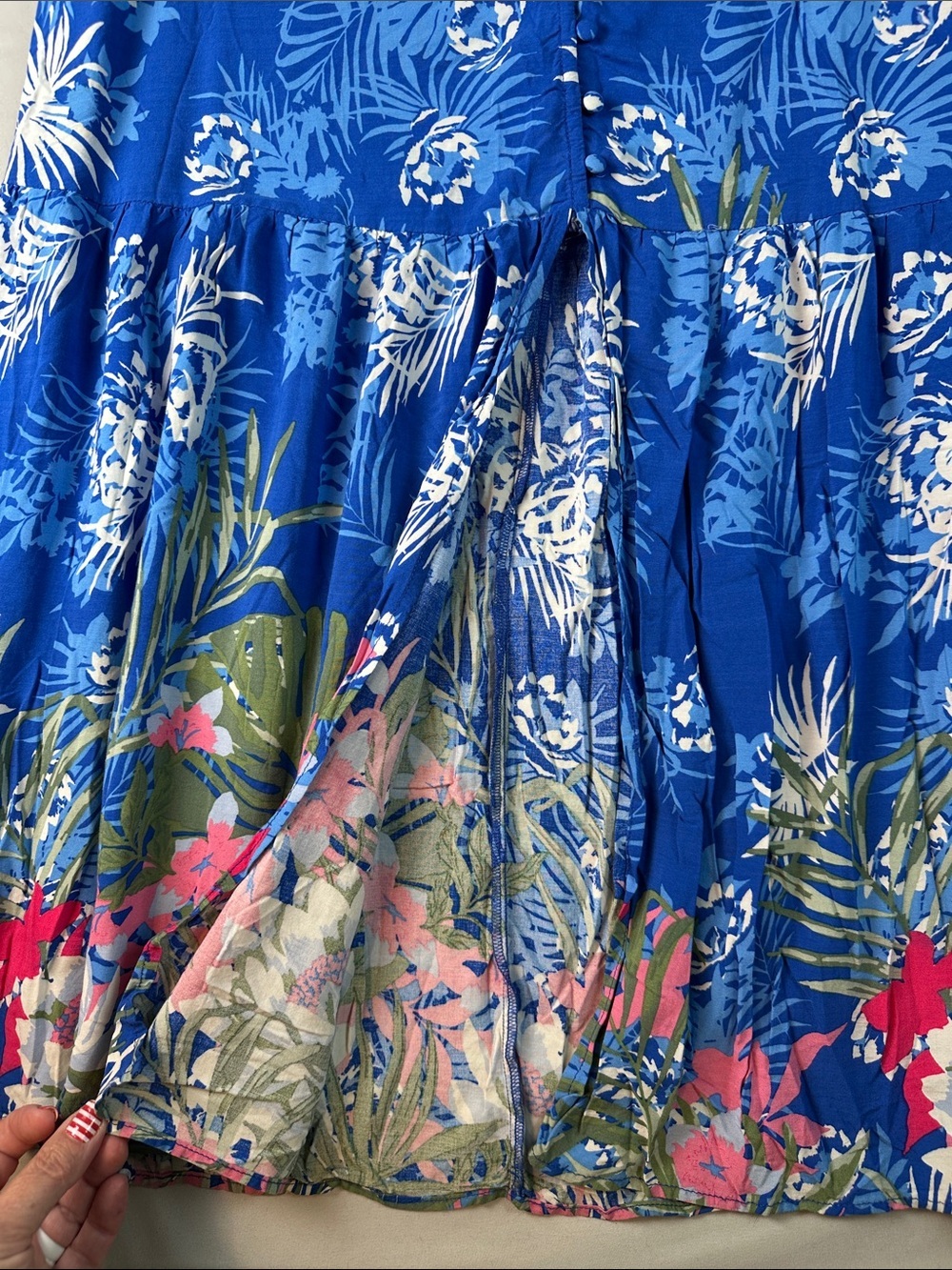 Coffee Bean Long Skirt Blue Floral Maxi Small Women's A-Line - Picture 3 of 10